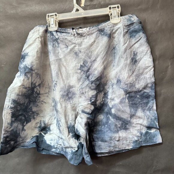 Cut Loose Linen Tie Dyed Sleeveless Shorts  Size Medium Set Cotton Blue - Picture 5 of 7